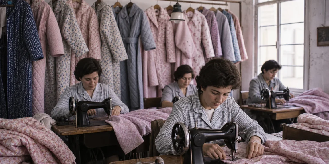 Taller de confección similar a los primeros negocios textiles de A Coruña en los años sesenta